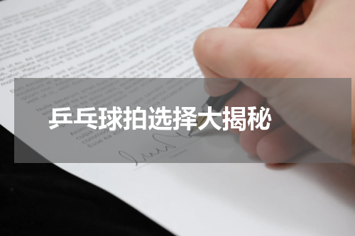  乒乓球拍选择大揭秘 